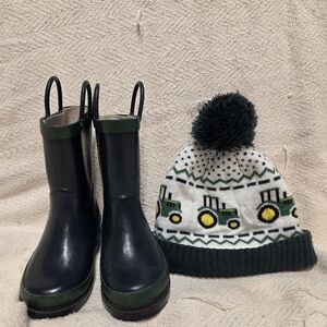 Western Chief Tractor Design Beanie and Boots Set